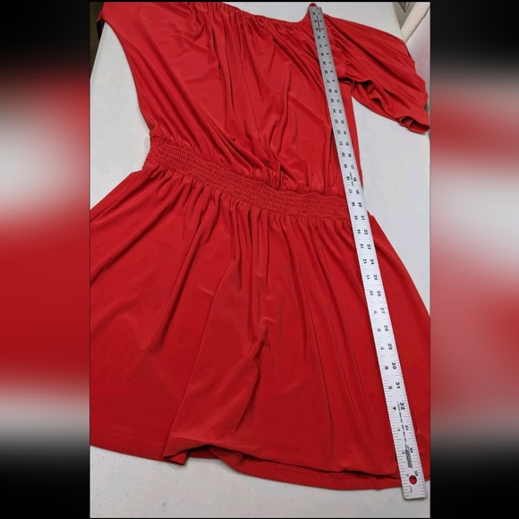 Boston Proper Blouson Dress M Slit Sleeve Orange Red - Picture 5 of 8